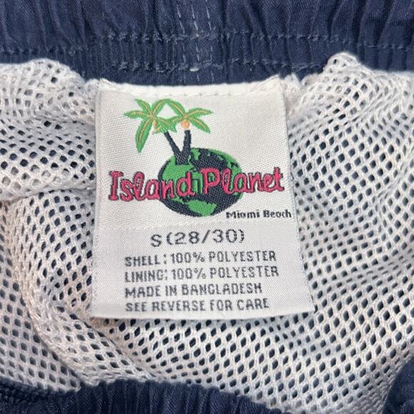 Mens Island Planet Navy Blue Swim Shorts Small - Picture 3 of 5
